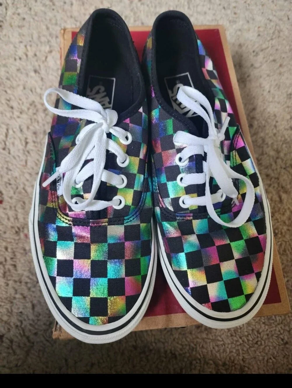 Checkerboard Vans Rainbow Sneakers - Black & Multicolor